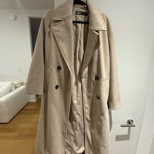 NEW Zara Women's Beige Double-Breasted Trench Coat